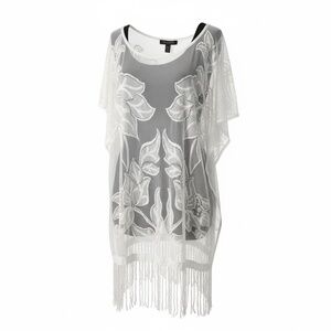 NWOT Women's Chic Beach Cover Up with Tassel Sexy Sheer Flowy Floral Bikini Wrap